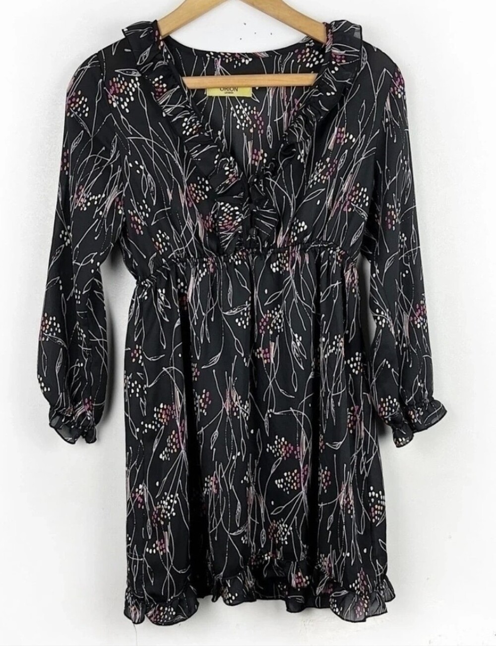 Orion London Black Floral Print Mini Dress